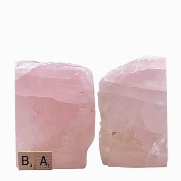 Natural Crystal Bookends, Rose Quartz, Natural Characteristics, Pink Decor (BA) - Picture 9 of 10